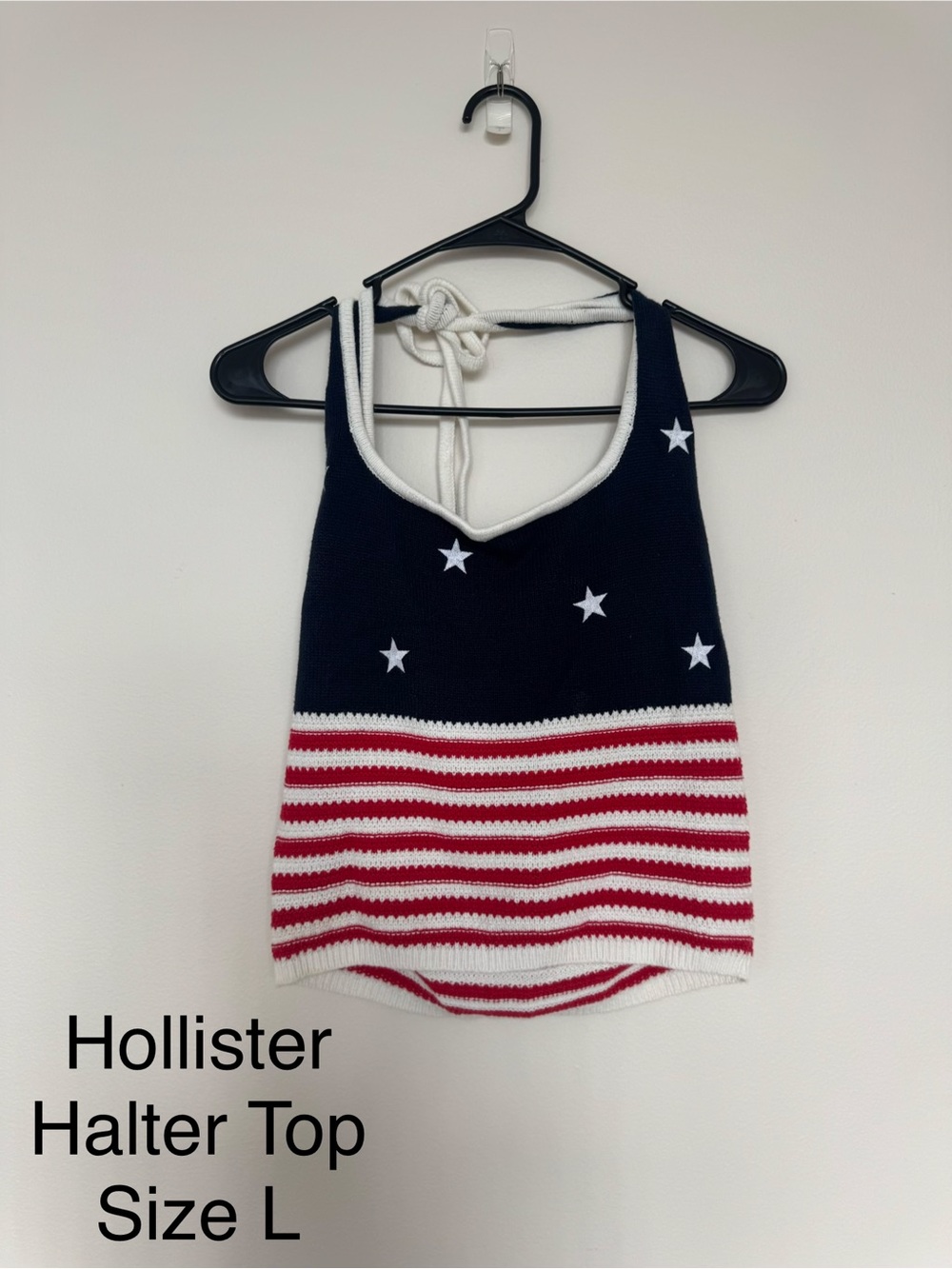 Hollister Red, White & Navy Halter Knit Tank